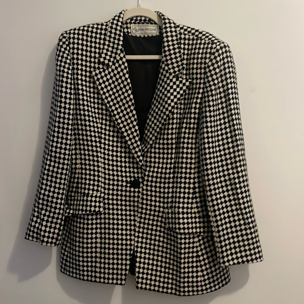 Evan Picone blazer vintage black and white boucle